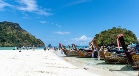 Krabi Beach Boats and Traveler